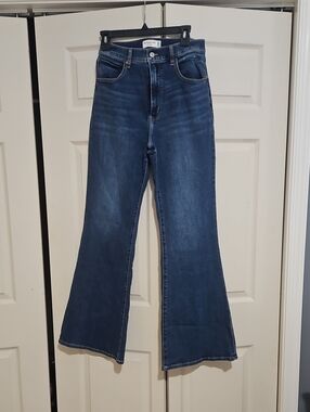 Abercrombie & Fitch Dark Blue High-Rise Flare Jeans